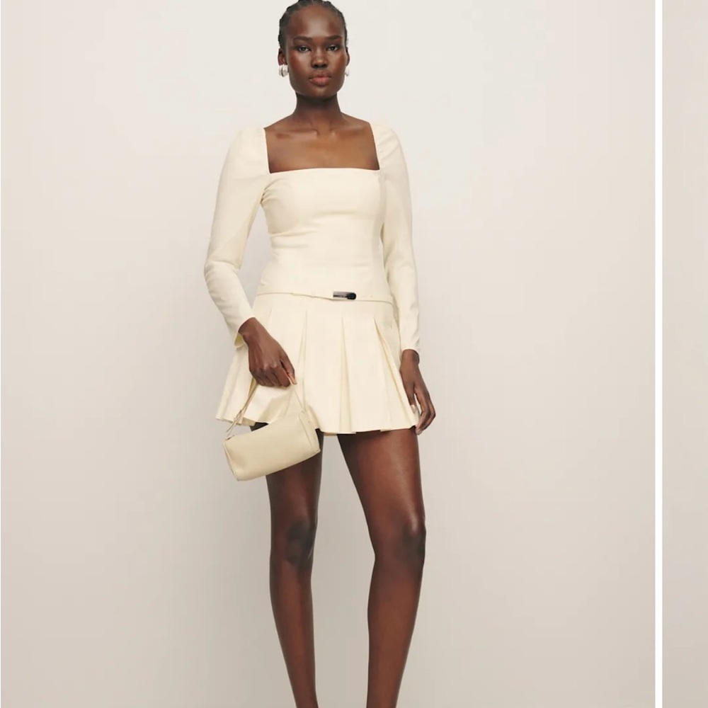 Reformation Cream Long Sleeve Dress
